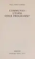 Cover image for Communio--Utopie oder Programm?