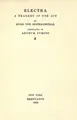 Cover image for Electra, a tragedy in one act
