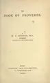 Cover image for The Book of Proverbs /by R.F. Horton.