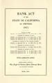 Cover image for Bank act of the State of California as amended 1915