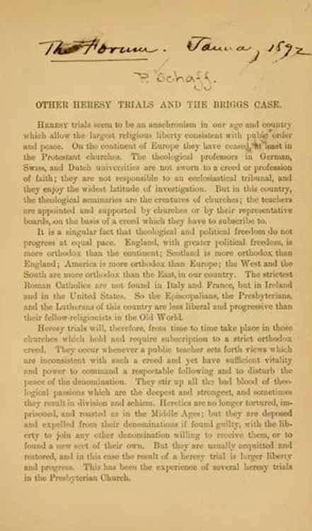 Other heresy trials and the Briggs case. cover
