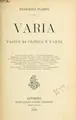 Cover image for Varia, pagine de critica e d'arte.