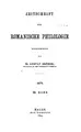 Cover image for Zeitschrift für romanische Philologie