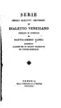 Cover image for Serie degli scritti impressi in dialetto veneziano