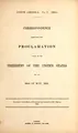 Cover image for Correspondence respecting the proclamation issued by the President of the United States on the 22nd of May, 1865
