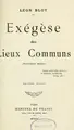 Cover image for Exégèse des lieux communs