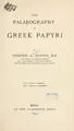 Cover image for The palaeography of Greek papyri.