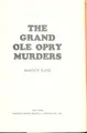 Cover image for The Grand Ole Opry murders.