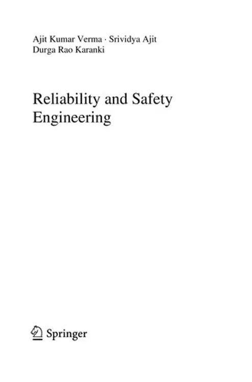 Reliability and safety engineering cover