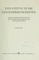 Cover image for Einleitung in die Geisteswissenschaften