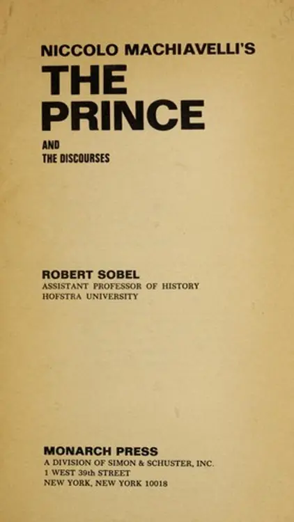 Niccolo Machiavelli's the Prince cover