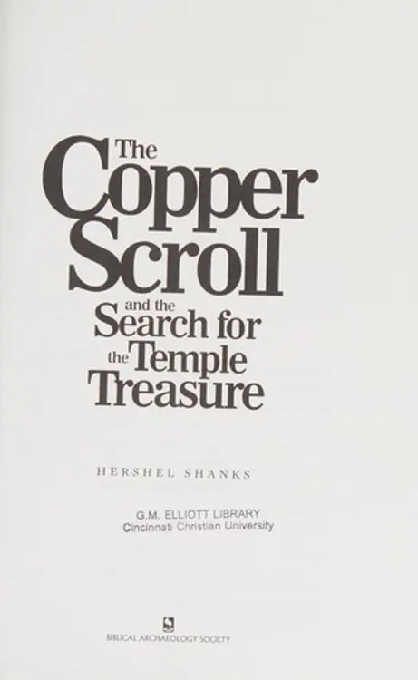 The Copper scroll and the search for the Temple treasure cover