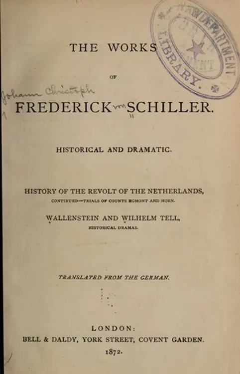 History of the revolt of the Netherlands, continued -- trials of Counts Egmont and Horn.: Wallenstein and Wilhelm Tell, historical dramas. cover