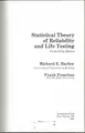 Cover image for Statistical theory of reliability and life testing: probability models