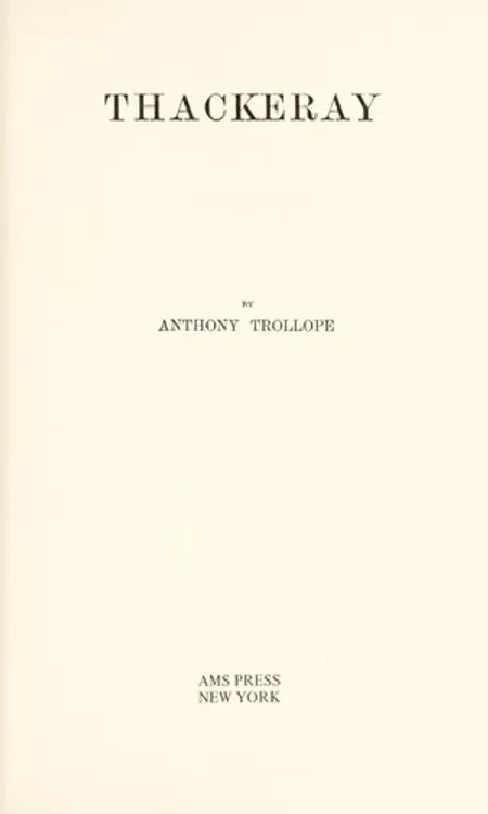 Thackeray. cover