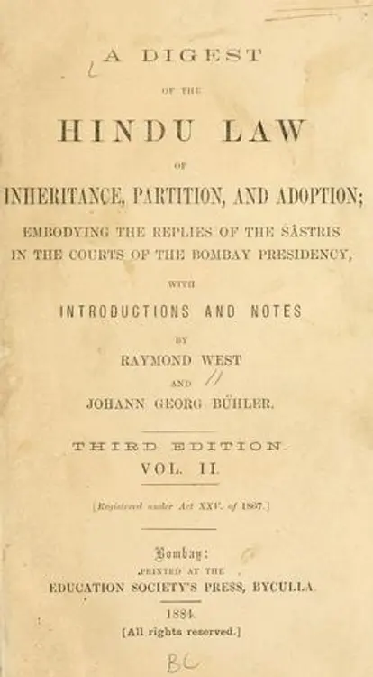 A digest of the Hindu law of inheritance, partition, and adoption. cover