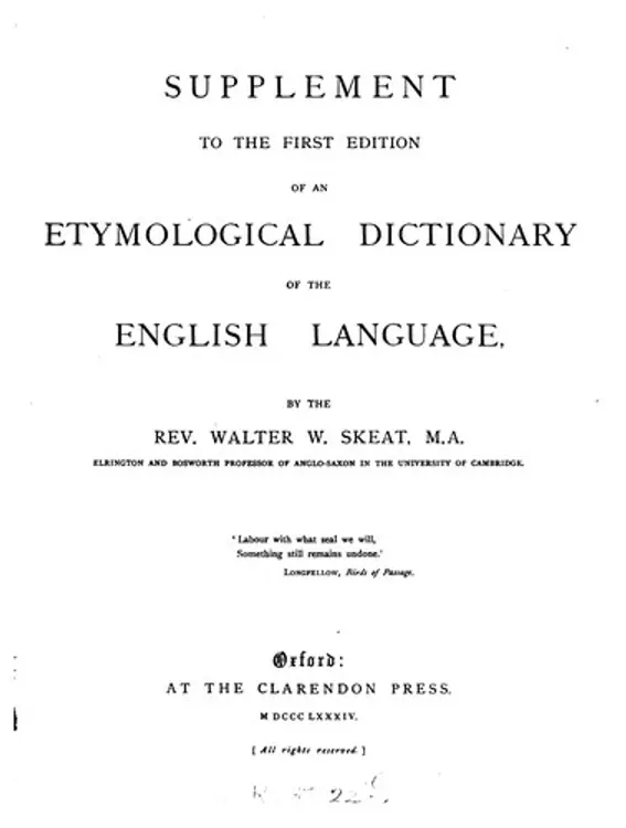 An etymological dictionary of the English language: Supplement -- Errata and Addenda cover