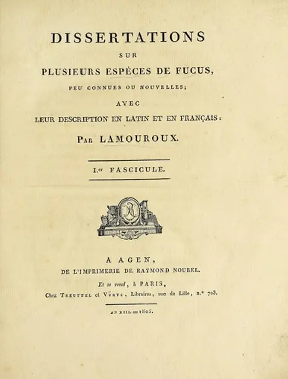 Dissertations sur plusieurs espèces de Fucus: peu connues ou nouvelles : avec leur description en latin et en français cover