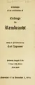 Cover image for Catalogue of an exhibition of etchings by Rembrandt