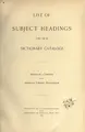 Cover image for List of subject headings for use in dictionary catalogs.