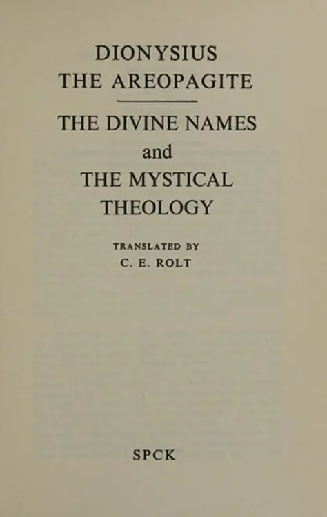 The  divine names and the Mystical theology cover