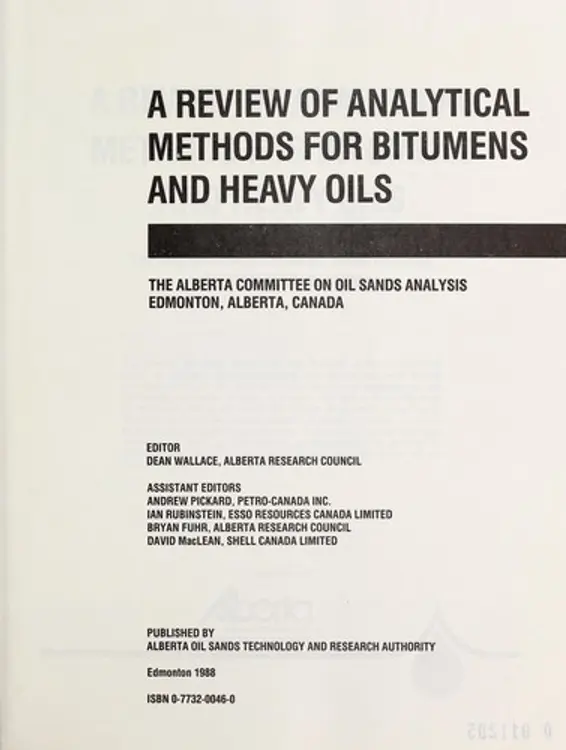 A review of analytical methods for bitumens and heavy oils cover