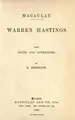 Cover image for Macaulay, Warren Hastings