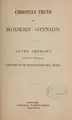 Cover image for Christian truth and modern opinion