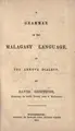 Cover image for A grammar of the Malagasy language
