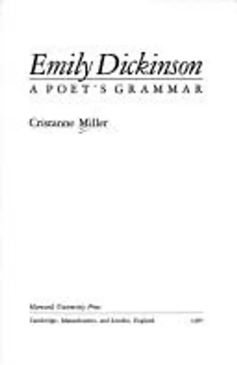 Emily Dickinson, a poet's grammar cover