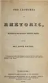 Cover image for Two lectures on rehtoric