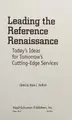 Cover image for Leading the reference renaissance