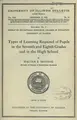 Cover image for Types of learning required of pupils in the seventh and eighth grades in the high school