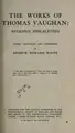 Cover image for Works of Thomas Vaughan: Eugenius Philalethes