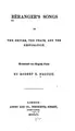 Cover image for Béranger's songs of the empire, the peace, and the restoration.