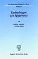 Cover image for Rechtsfragen der Sportwette