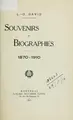 Cover image for Souvenirs et biographies, 1870-1910.