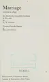 Cover image for Marriage Classics of Drama In English Tr
