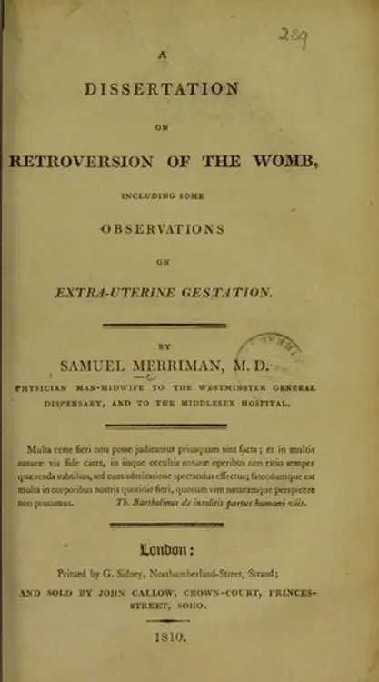 A dissertation on retroversion of the womb: including some observations on extra-uterine gestation . cover