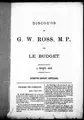 Cover image for Discours prononcés en la Chambre des communes par G.W. Ross, M. P., (Middlesex-Ouest) et John Charlton, M.P., (Norfolk-Nord)
