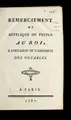 Cover image for Remerciement et supplique du peuple au roi