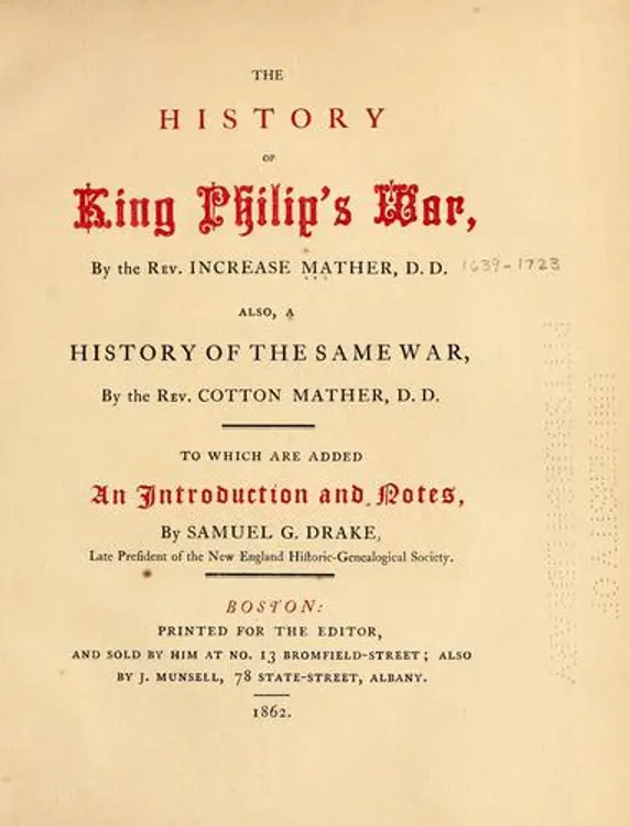 The history of King Philip's war cover