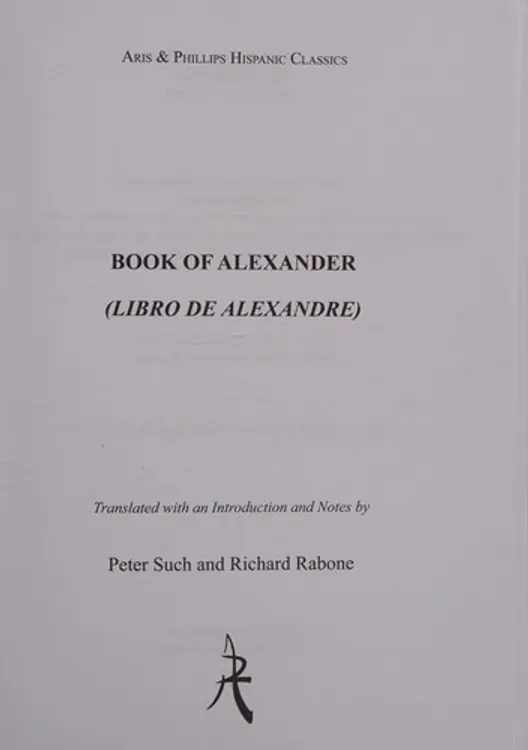 Book of Alexander (Libro de Alexandre) cover