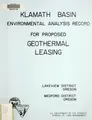Cover image for Klamath Basin environmental analysis record for proposed geothermal leasing