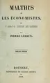 Cover image for Malthus et les économistes