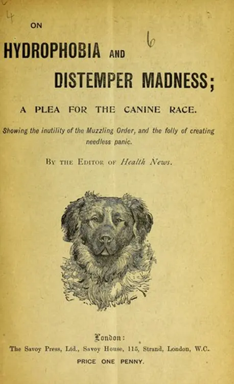 On hydrophobia and distemper madness: a plea for the canine race, showing the inutility of the Muzzling Order, and the folly of creating needless panic cover