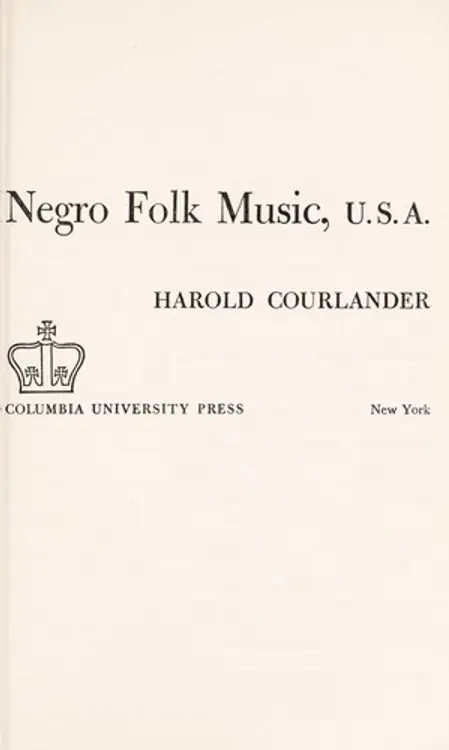 Negro Folk Music U.S.A. cover