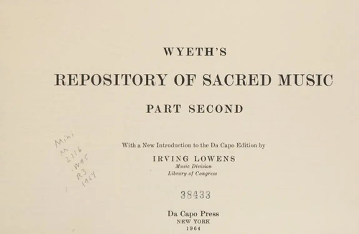 Wyeth's Repository of sacred music, Part second cover