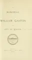 Cover image for A memorial of William Gaston from the City of Boston.