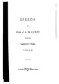 Cover image for Speech Before the Legislature of Georgia: November 29, 1897